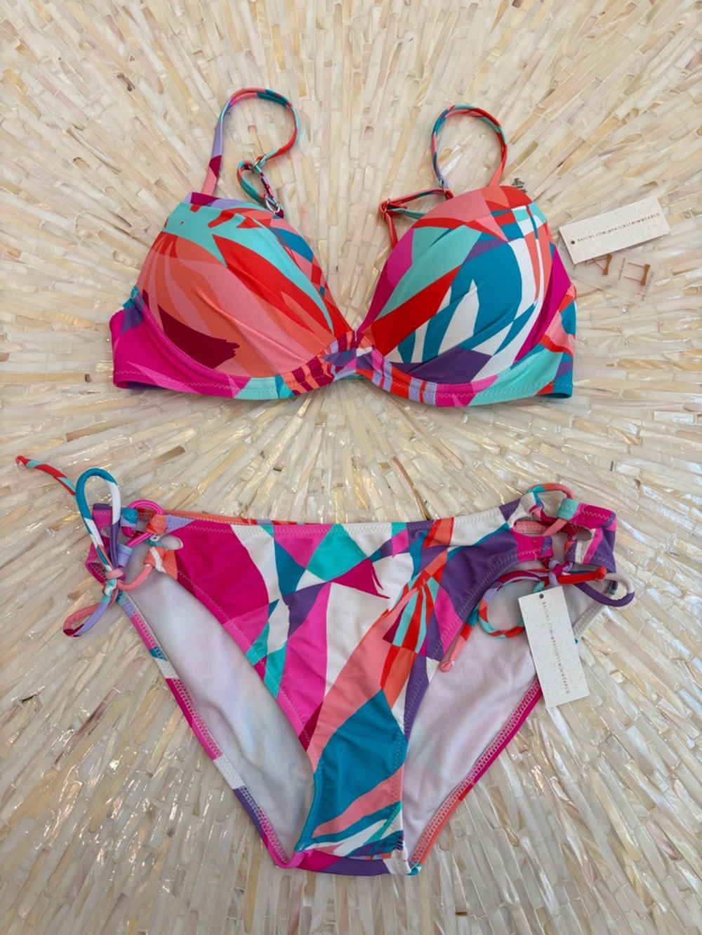 NWT Raisins Colorful Abstract Print Push-Up Bikini Set